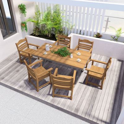 Table de patio rectangulaire de 69,2 pouces avec pieds en aluminium, hanches, résistance aux intempéries et hauteur des hanches, pour 6 à 8 personnes