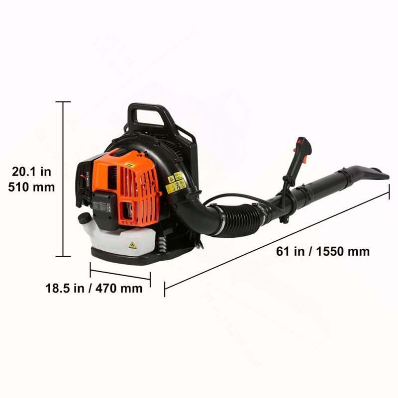 Backpack Leaf Blower 62CC 2-Cycle Gas Leaf Blower 1110CFM Air Volume