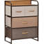 Commode 4 pièces pour chambre - Tiroirs en tissu et structure en acier, 3 rangements avec plateau en bois imitation érable, par For Entryway Radiance