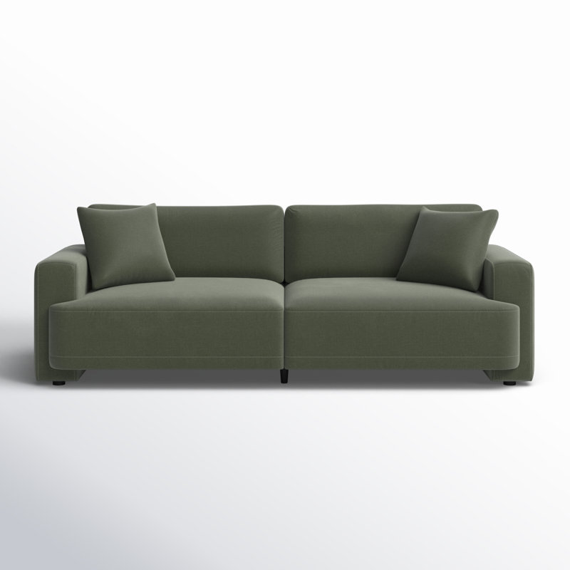 Ives 90" Upholstered Sofa, Soren Olivine Performance Velvet