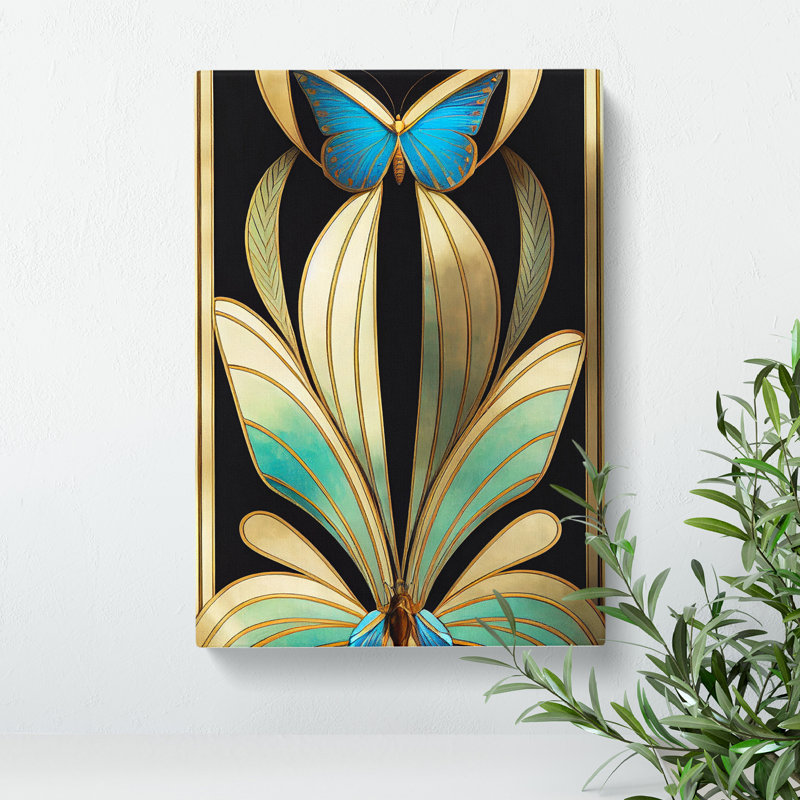 Art Nouveau Butterfly - Wrapped Canvas Print, 60cm H x 40cm W x 3cm D