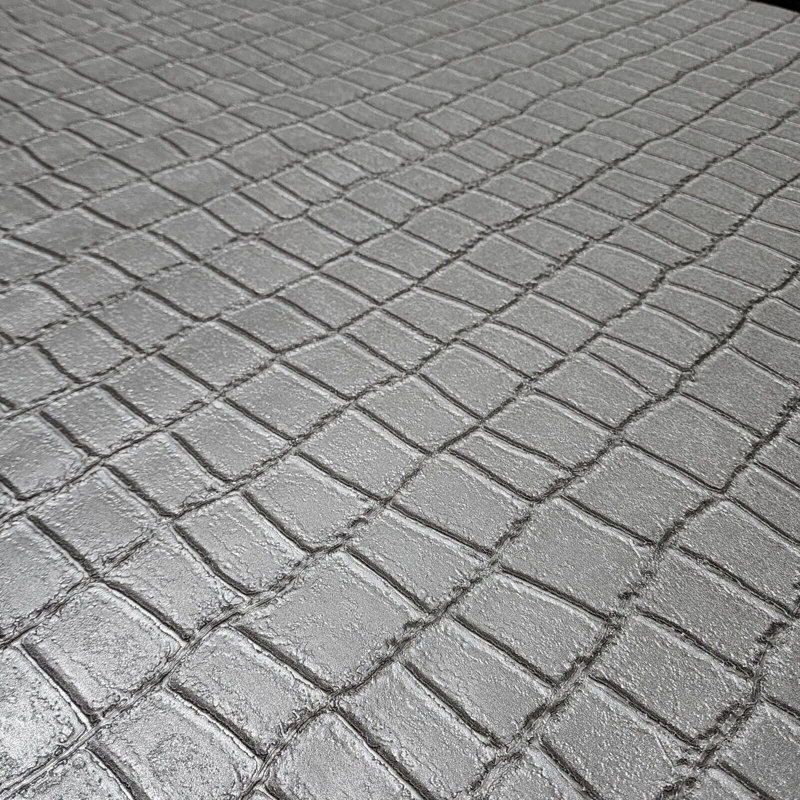 Papier peint imitation peau de crocodile gris argenté Juelle