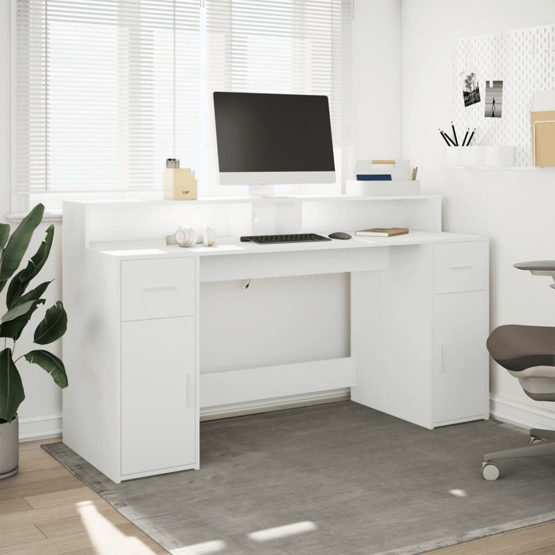 Computer Desk, White, 91cm H x 160cm W x 55cm D