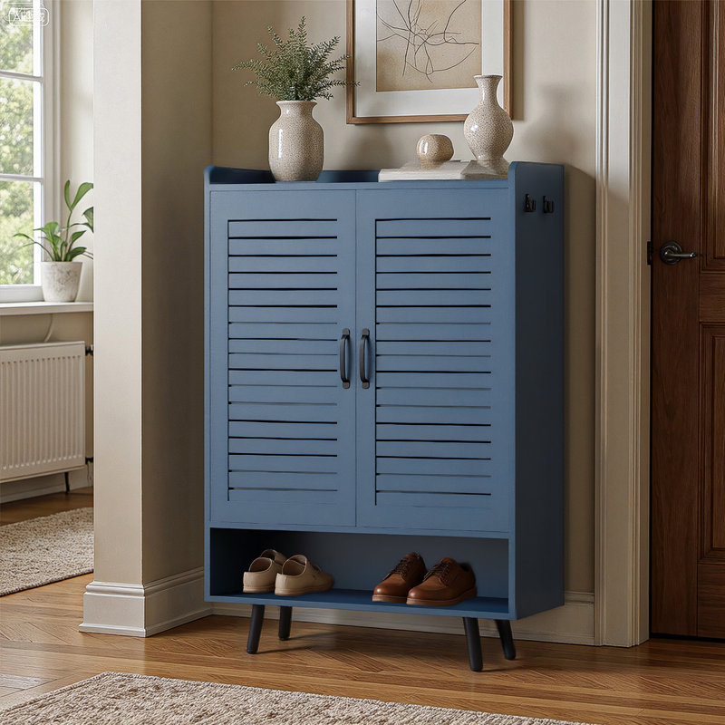 7-Tier Shoe Cabinet Storage for Entryway, Shoe Storage Cabinet with Shutter Doors & Adjustable Shelves, Wooden 50'' Tall Shoe Rack for Front Door, Hallway Closet, Living Room