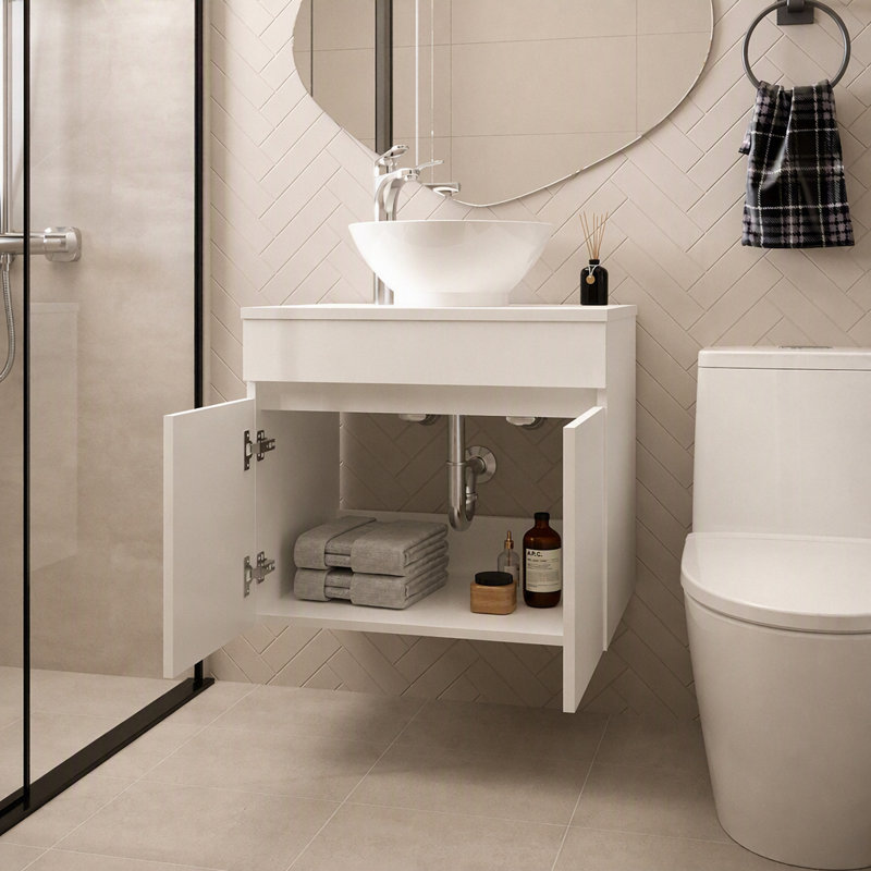 Meuble-lavabo blanc avec 2 portes