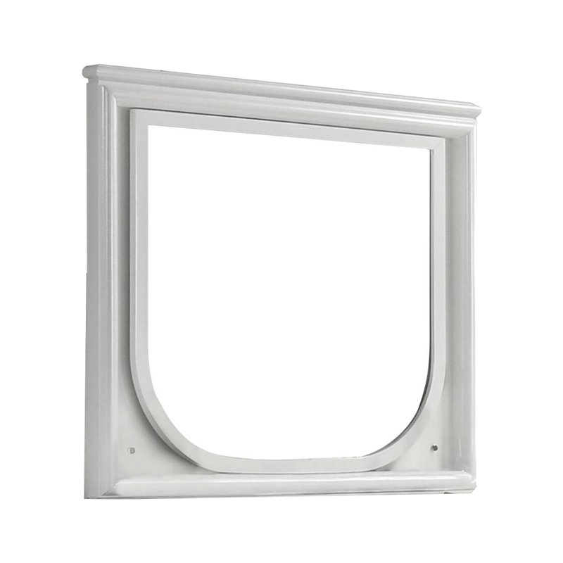 Miroir contemporain l 38,4 po avec DEL, blanc perle
