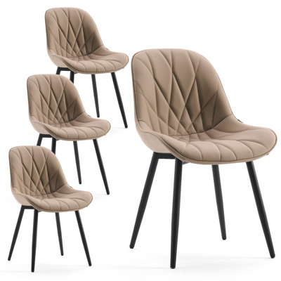 Chardee Tufted Upholstered Dining Chairs Faux Leather Waterproof Side Chair With Metal Frame