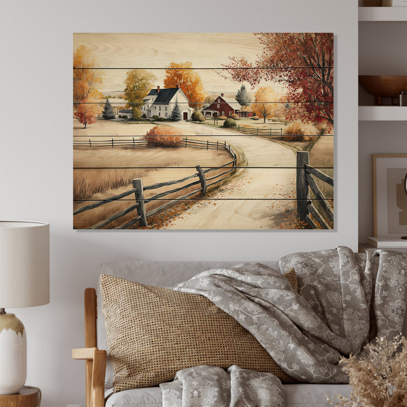 Selim Path To The Barn III - impression sur bois sans cadre, H 12 po x l 20 po x P 1 po