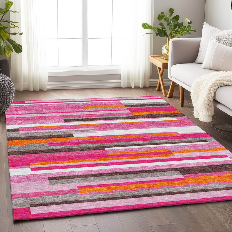 Premium Machine Washable Prisco Blush Rug, Rectangle 5' x 7'6"