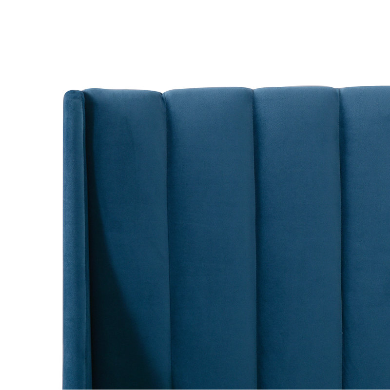 Helaina Upholstered Wingback Bed, Queen, Teal Velvet