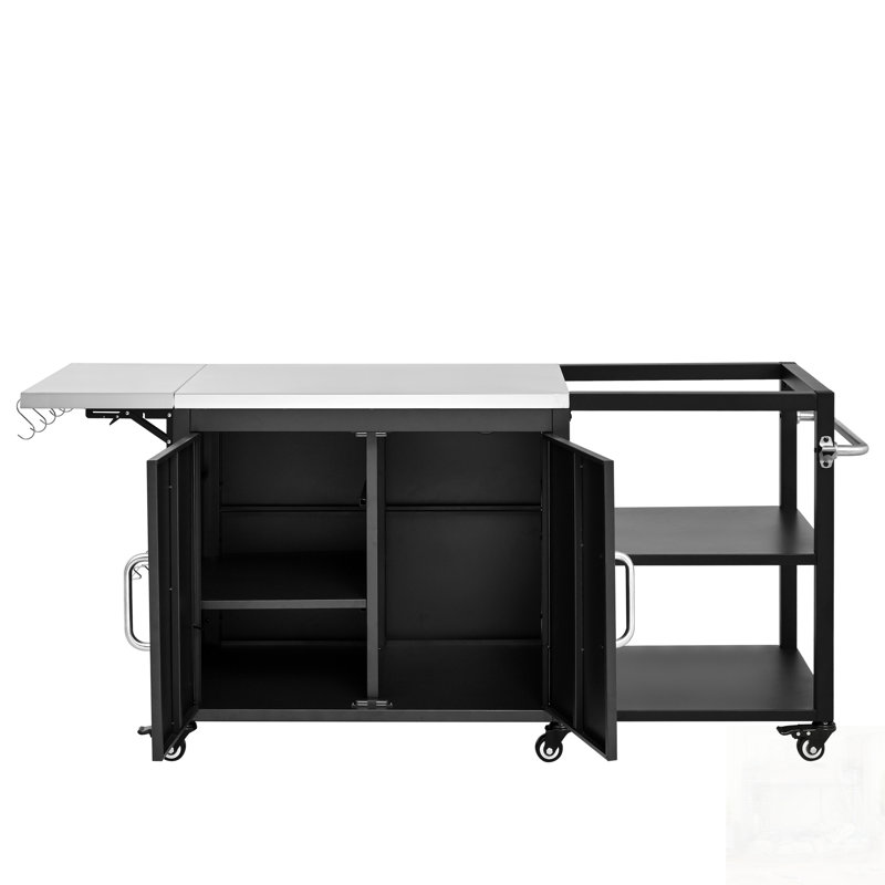 Chariot de barbecue extérieur 76,6 po avec comptoir en acier inoxydable et structure robuste