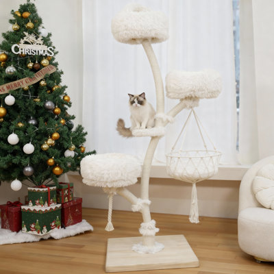 70" Mewswing Modern Cat Tree for Indoor Cats, Large Multi-Level Cat Tower with Plush Perch, Sisal Scratching Posts, Cozy Condo