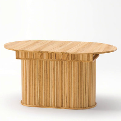 55.11"-70.86" Extendable Dining Table, With Striped Legs For Living Room & Kitchen