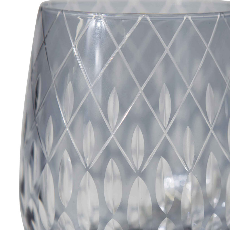 Ensemble de 4 verres taillés Marquise Sparkles Home | Verres en cristal sans plomb au design élégant, Gris