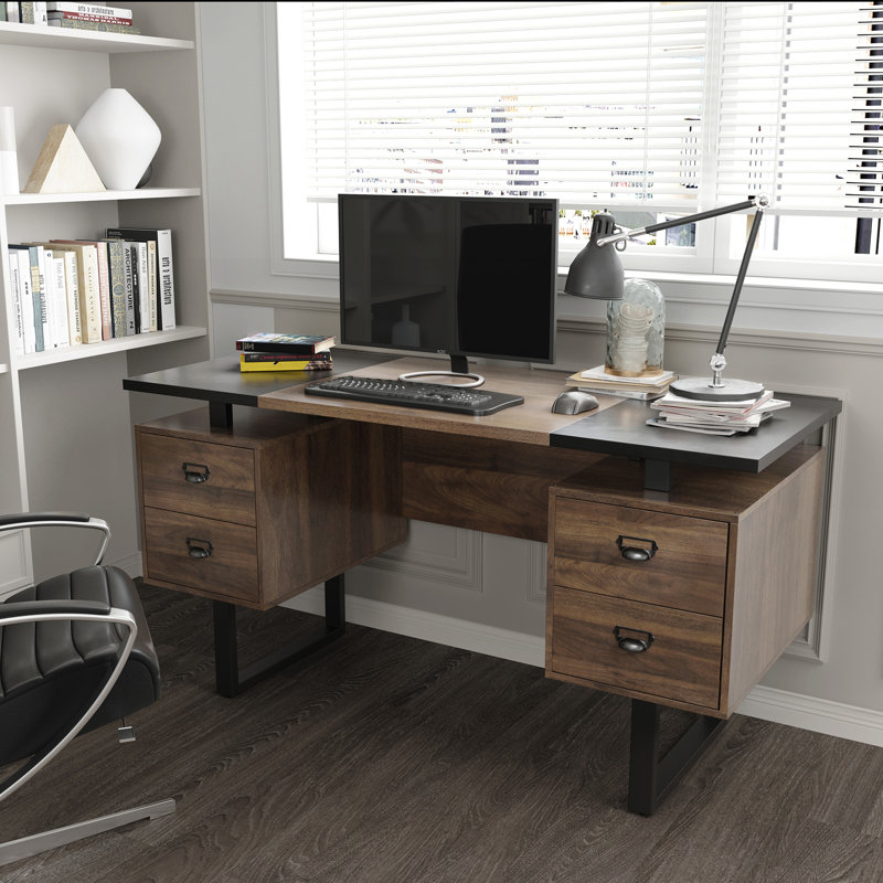 Sousa Iron Standing Desk, Walnut/Black
