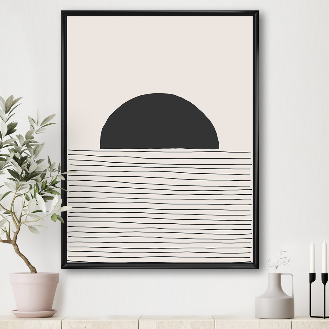 " Minimal Geometric Lines And Circle V " East Urban Home Frame 