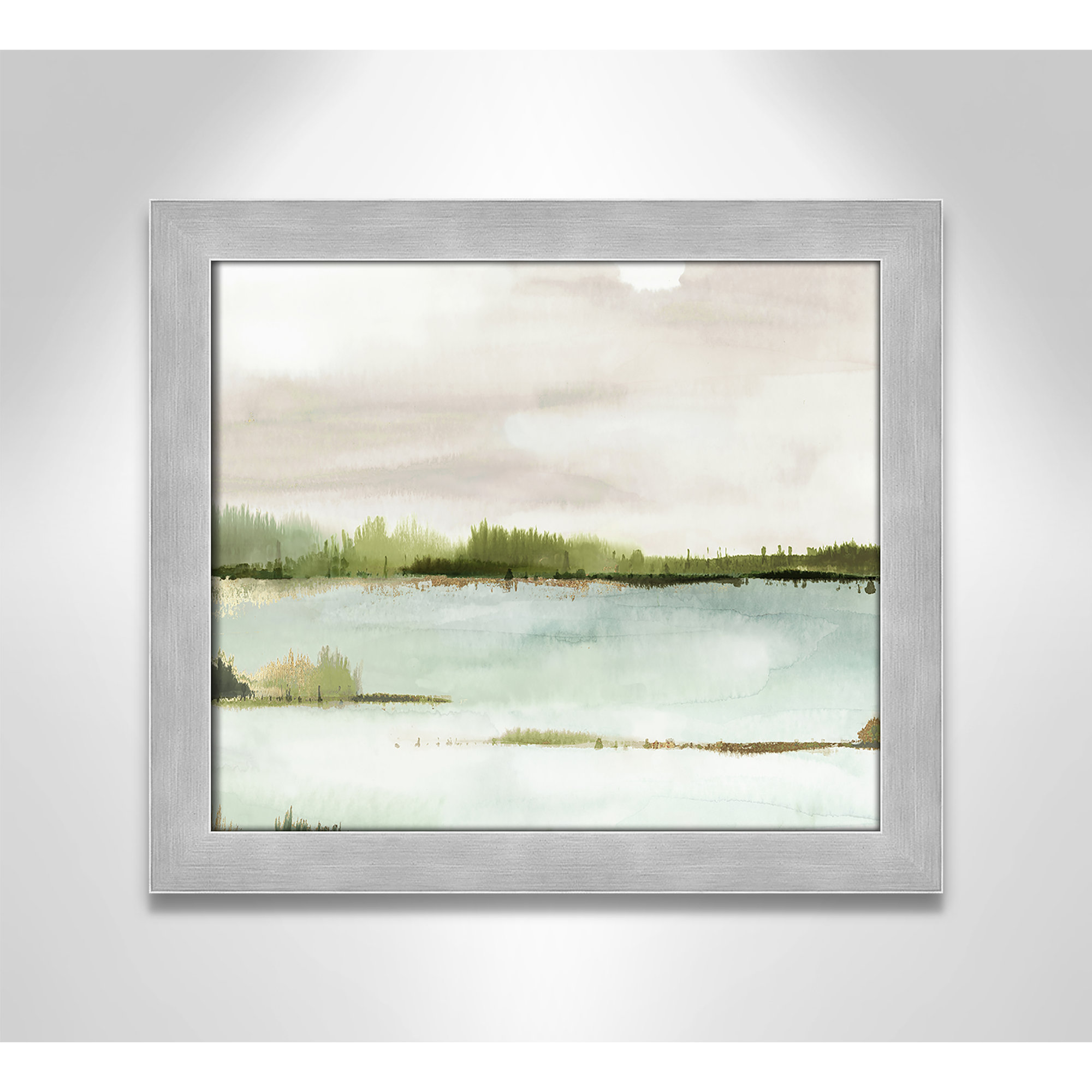 Silent Lake, Matte Silver Framed, 14" H x 16" W x 1.12" D