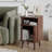 Fluted Nightstand Set, Mid Century Modern End Table 2 PCS With Open Shelf and Cabinet, Curved Round Edge Wooden Bedside Table With Slide Doors, Walnut