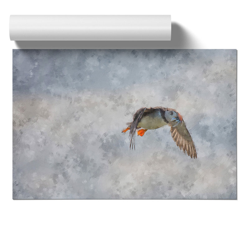 Atlantic Puffin Birds Painting - Frameless Print, 30cm H x 42cm W x 0.1cm D