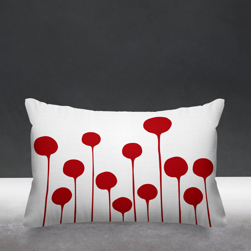 Whitfield Floral Abstract Indoor/Outdoor Throw Pillow, Red
