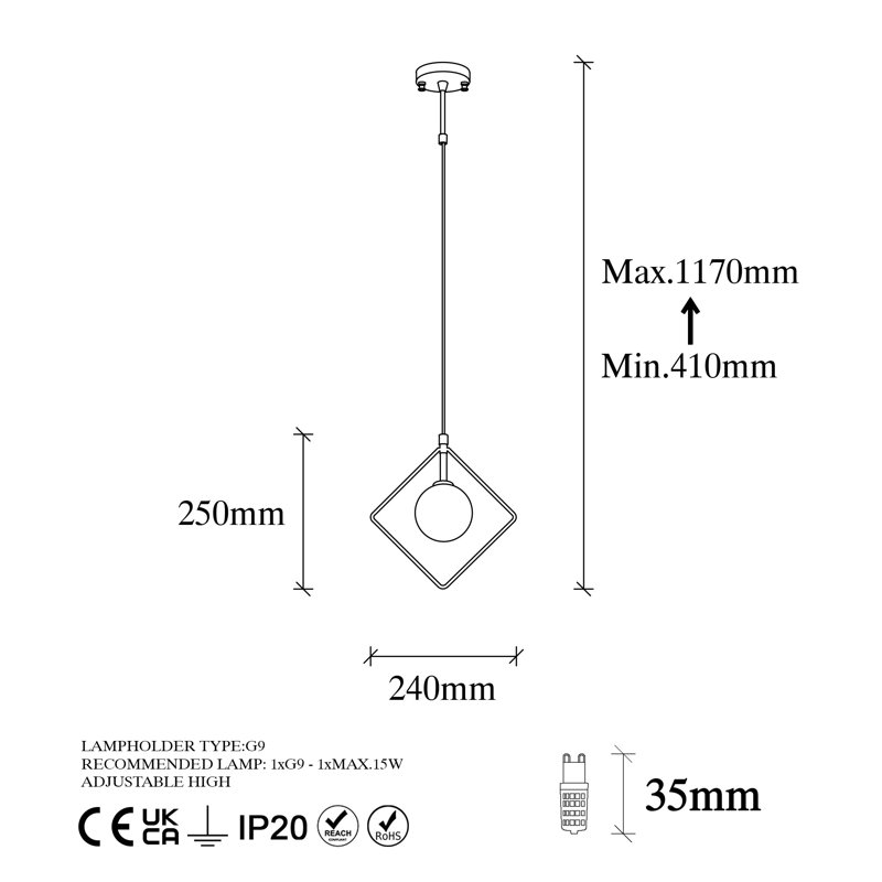 Luminaire suspendu géométrique 1 lumière Bénéfice
