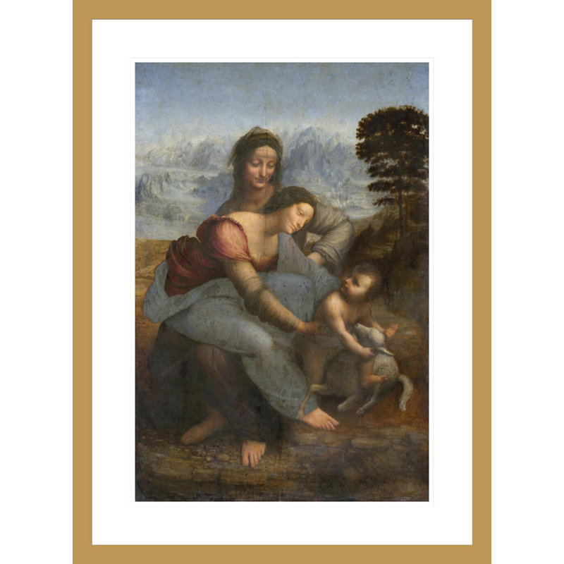 Vierge à l'enfant avec Sainte-Anne par Léonard de Vinci, impression giclée encadrée, H 29,5 po x l 21,88 po