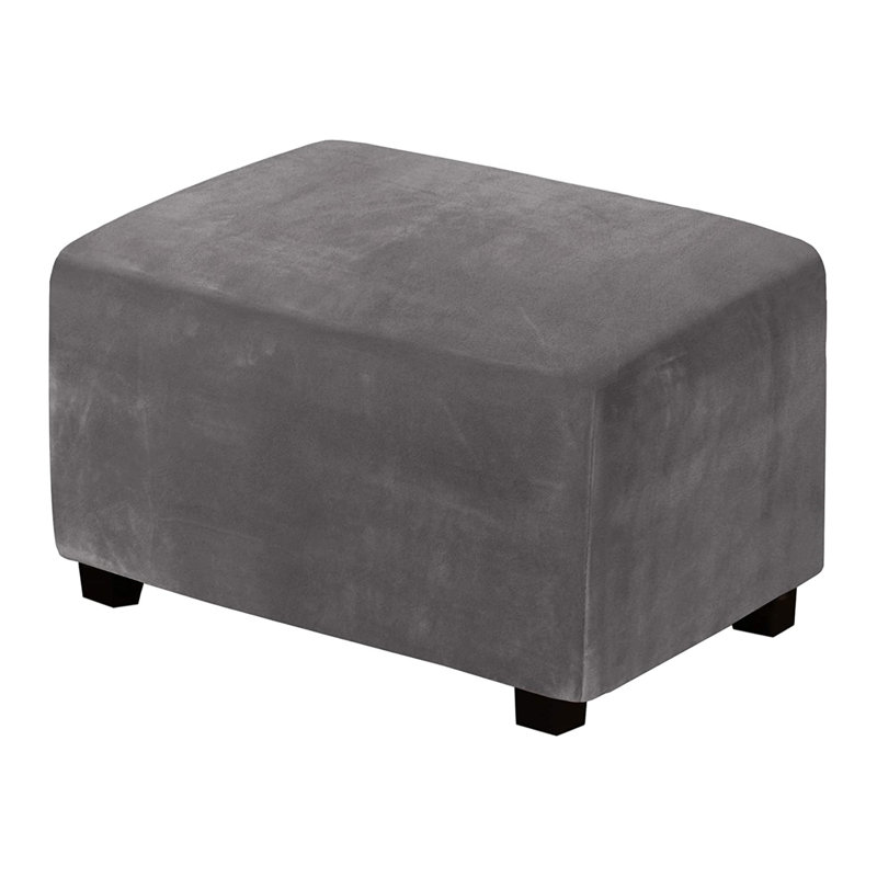 Box Cushion Ottoman Slipcover, Grey, 19" H x 36" W x 30" D