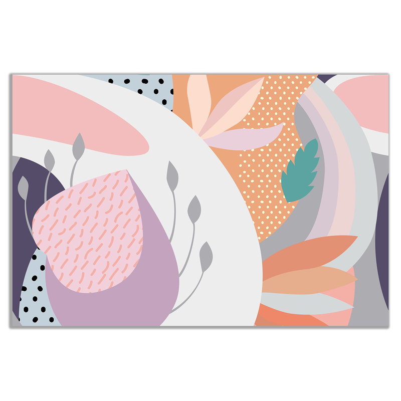 Abstract Scandi Tropical Pattern 1 Piece Wrapped Canvas Wall Art, 61cm H x 91cm W