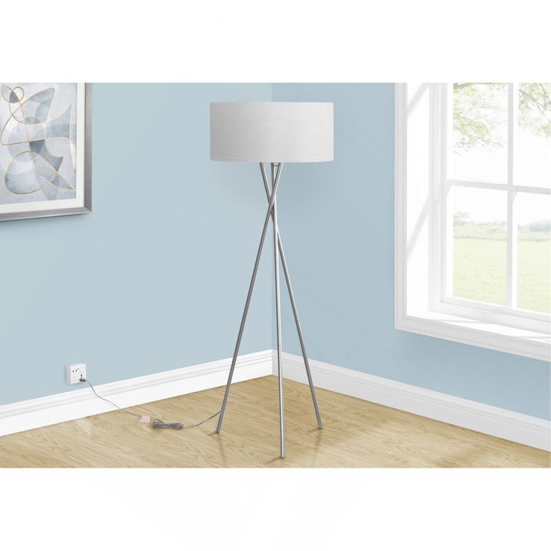 Lighting, 62"H, Floor Lamp, Metal, Shade, Contemporary, Nickel, Grey