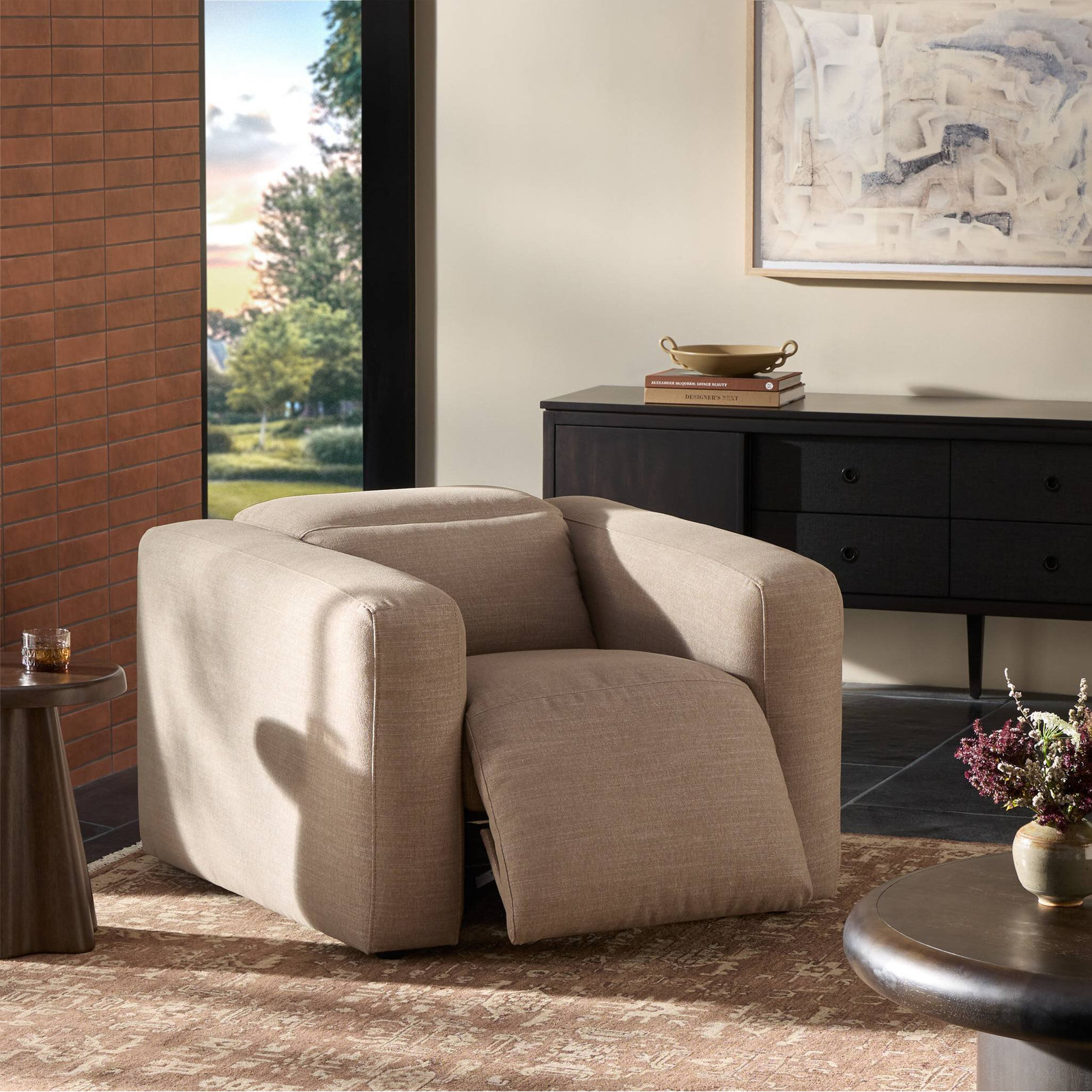Amed 46" Power Recliner, Crypton Nomad Taupe