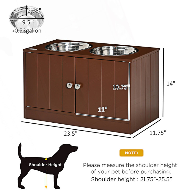 Armoire décorative, bols pour chien avec armoire de rangement d'une grande capacité de 44 L