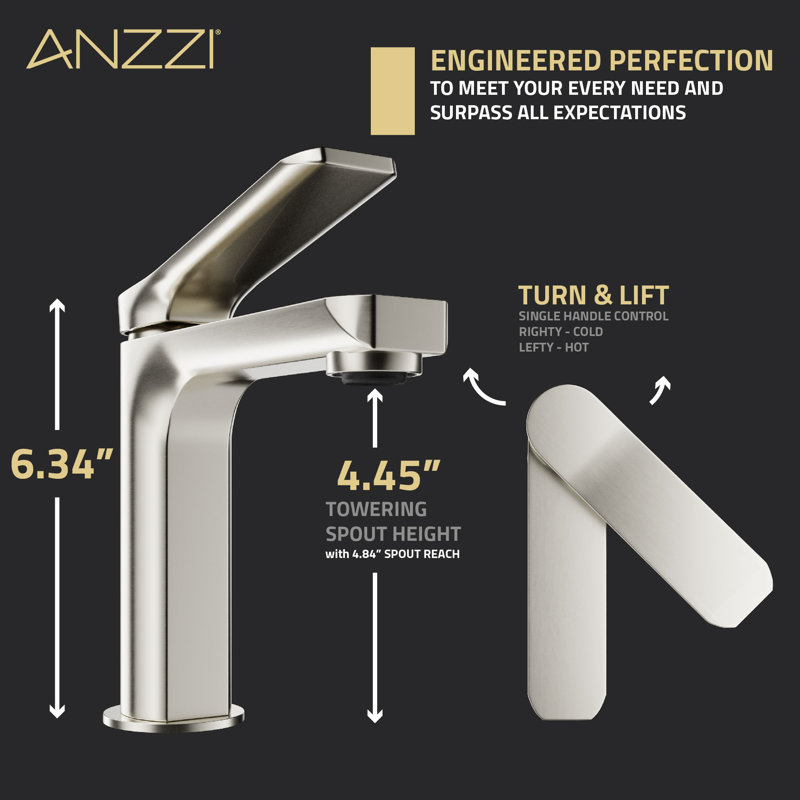 Brushed Nickel Single Handle Bathroom Faucet with Pop-Up Drain