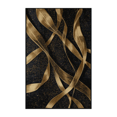 Machine Washable Ahart New Years Modern & Contemporary Abstract Rug in Black – Black Binding
