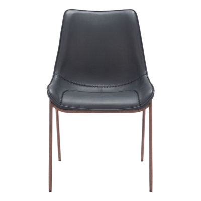 Ensemble de deux chaises d'appoint de salle à manger rembourrées en similicuir noir et brun