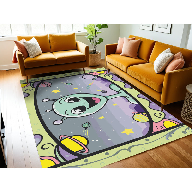 Tapis lavable pour enfants Zoomie Space Planets Astronauts_Space044, Rectangle 4pi x 6 pi