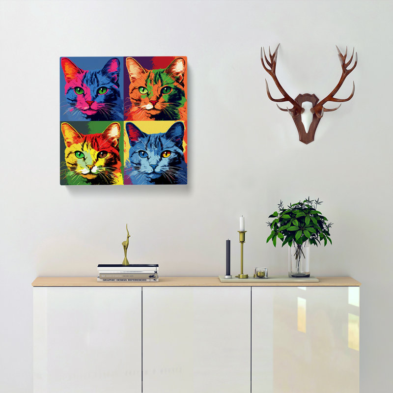 Cat Pop Art - Print, 50cm H x 50cm W x 3cm D