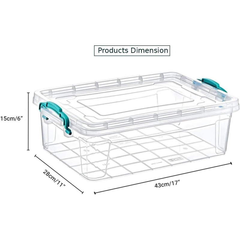 Rebrilliant Atropos Plastic Basket 10L Rectangle Plastic Storage Boxes Containers With Lids Pack Of 3
