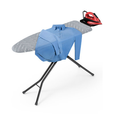 Folding Ironing Board - Height Adjustable Iron Board in Full Size, Wobble-Free & Heavy-Duty Ironing Board with Cover and Pad for Heat Resistance, Grey, 43" L x 13" W x 35.8" H