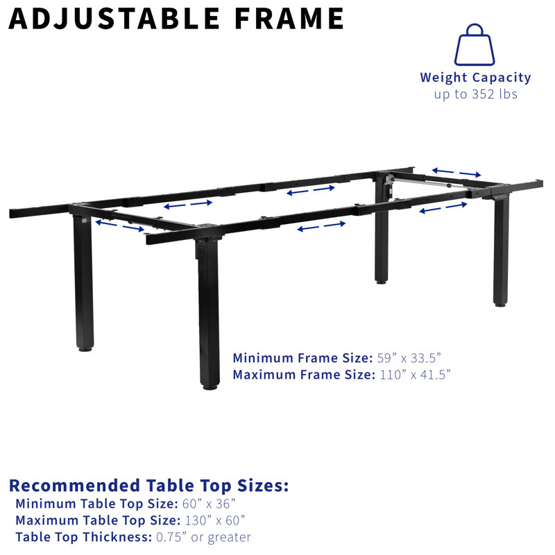 VIVO Black Electric Dual Motor Adjustable Steel Desk Frame