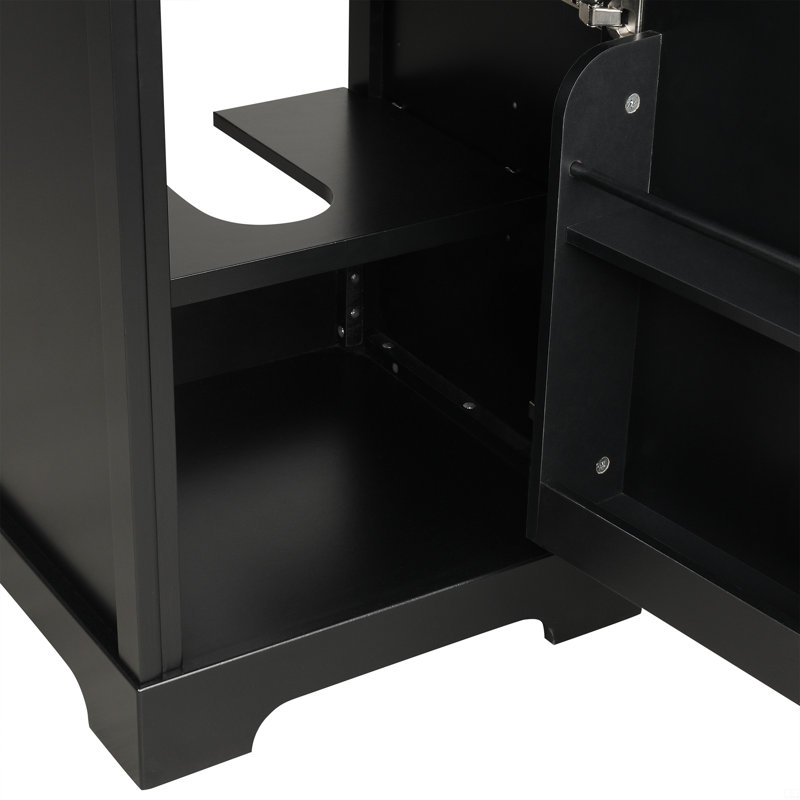 Meuble-lavabo avec lavabo Damore, armoire de salle de bain avec porte à fermeture douce, support de rangement et tablette réglable