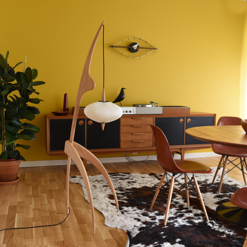 Praying Mantis Floor Lamp, Natural Oak