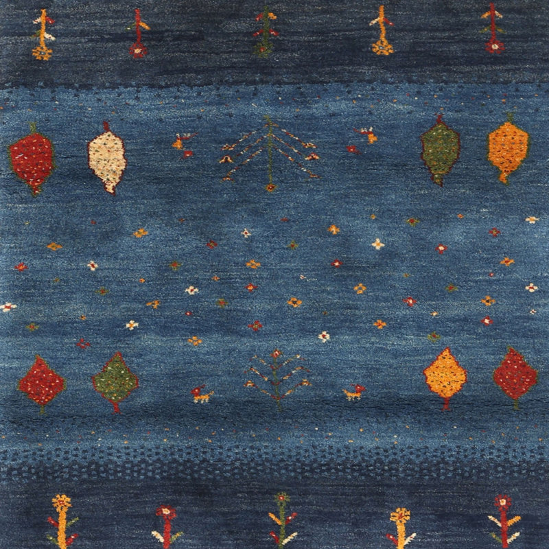 Tapis bleu abstrait Fithian, Carré 7 pi