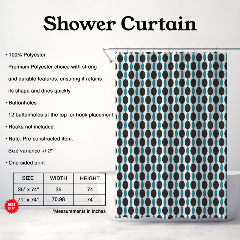 Rideau de douche Blue Lines - Premium, H 74 po x l 71 po