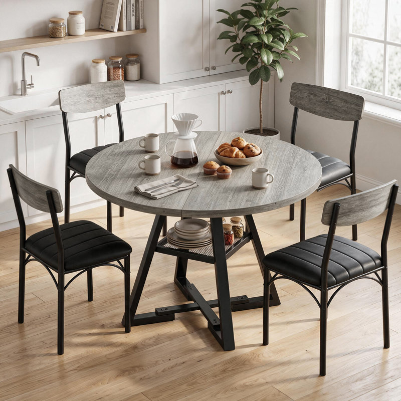 Ensemble de table ronde et quatre chaises, Gray