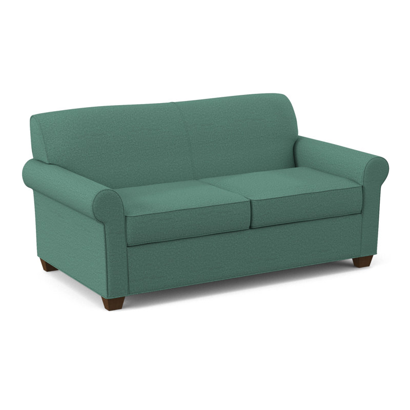 Finn 75" Rolled Arm Sofa Bed, Montana Walnut, Innerspring, Antic Lagoon
