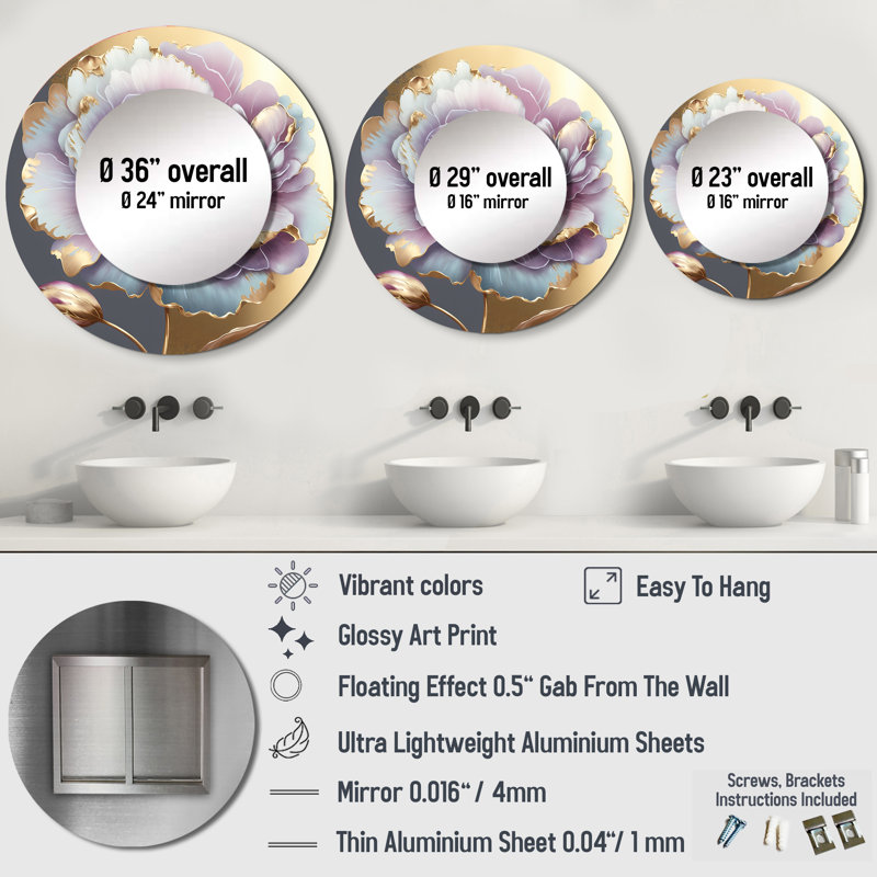 Miroir mural Shatasha, 29 po x 29 po