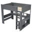 Lit mezzanine spacieux en bois gris foncé avec bureau et rangement