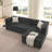L-Shaped Modular Sectional Sofa with Chaise and Wave-Shaped Armrest-535101154