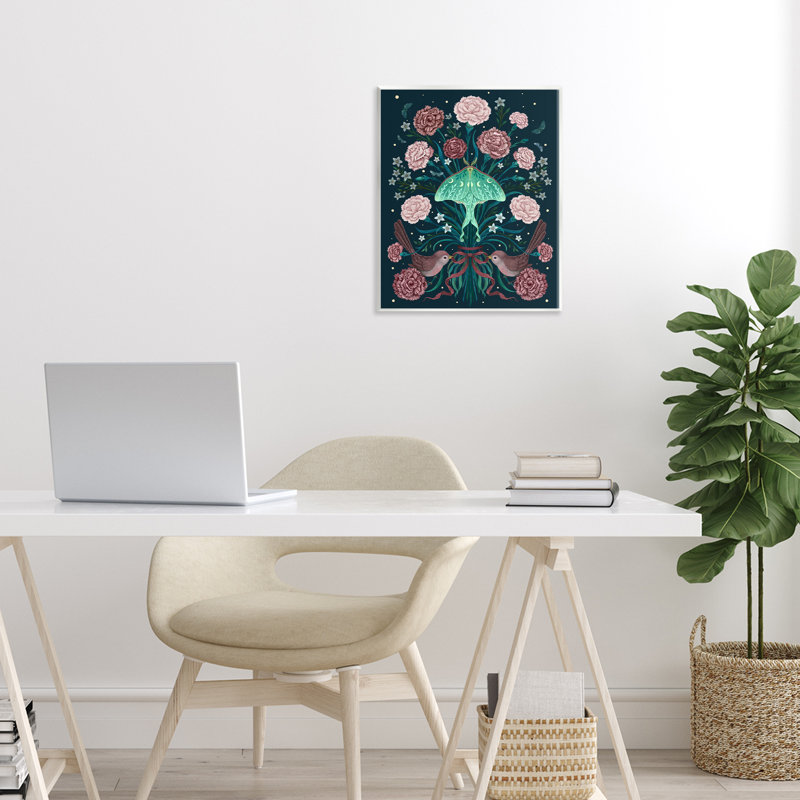 January Carnations & Moth Wall Plaque, design by Episodic Drawings
