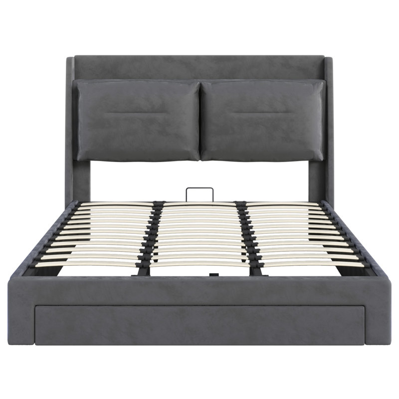 Aldea Upholstered Ottoman Storage Bed, Grey, European Double (140 x 200cm)